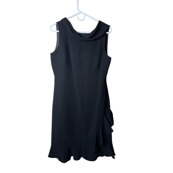 Oscar de la Renta Black Cocktail Dress - Size 10 Sleeveless Ruffle Hem - Picture 1 of 3